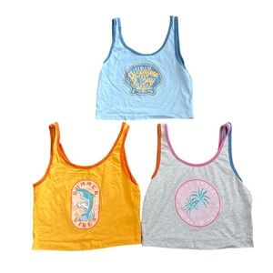3x Summer Vibe Crop Tank Tops - size L